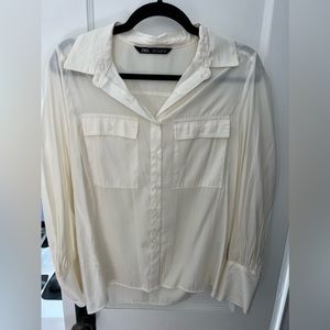 Zara Silk Cream Button Down